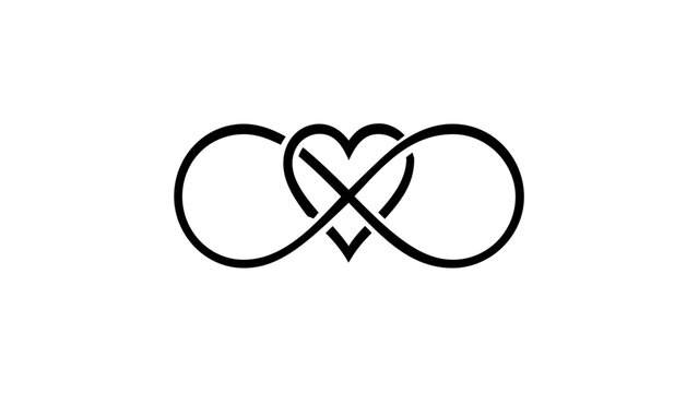 An endless looping figure-eight curves gracefully through the center of a full heart &mdash; an elegant emblem of everlasting fidelity, polyamorous unity, and devotion without limits, rendered in clean