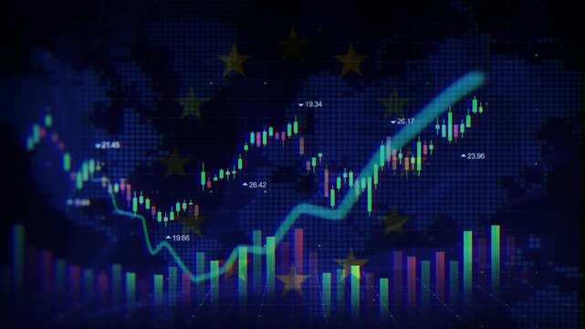 European Union Flag Waving Stock Market Concepts