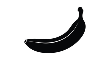 A simple black silhouette of a curved banana on a white background © Sakib Studio
