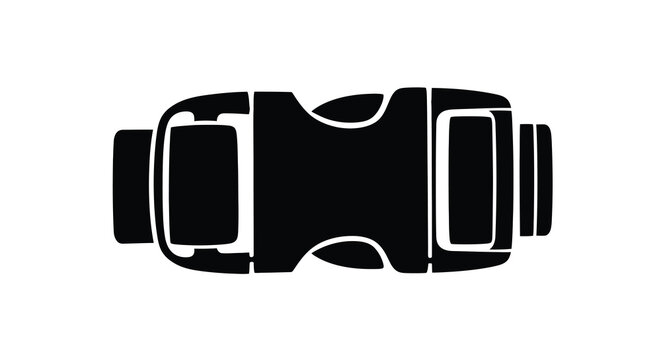 Black and white illustration of a side release buckle viewed from above
