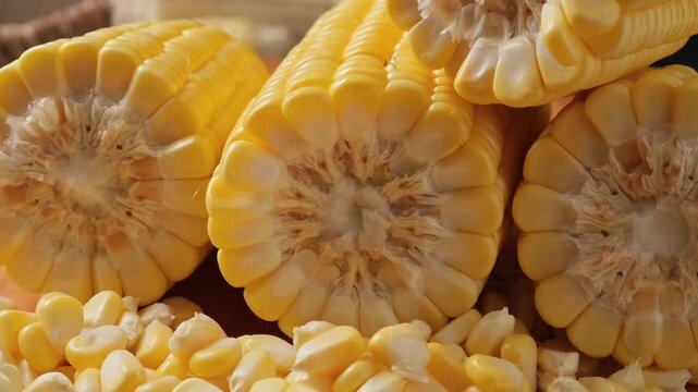 Close-up of fresh sweet corn.	