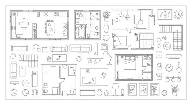 Detailed Architectural Floor Plans and Layout Designs Compilation.