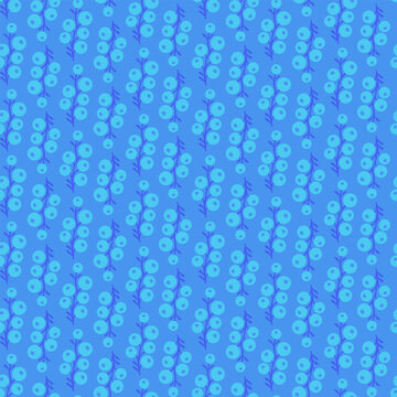 Blue berries. Vector seamless pattern.