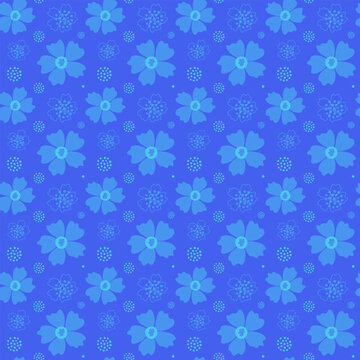 Blue flowers. Vector seamless pattern.