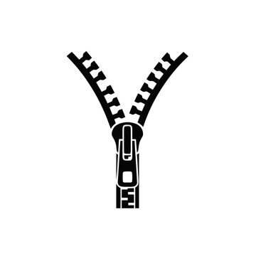 Partially unzipped zipper with visible teeth and slider mechanism.