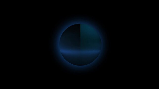 Abstract Rotating Blue Planet with Light Glow in Dark Space Cinematic Background