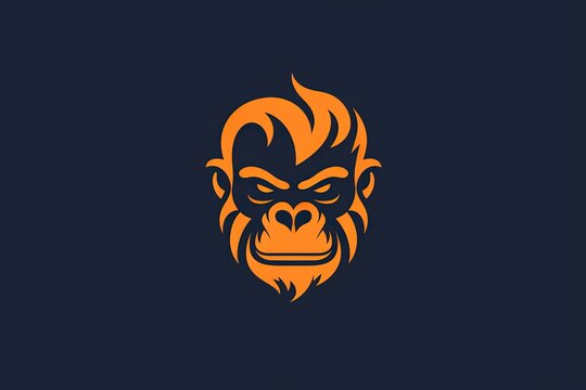 Angry Monkey Head Logo &ndash; Black Tribal Animal Mascot Illustration