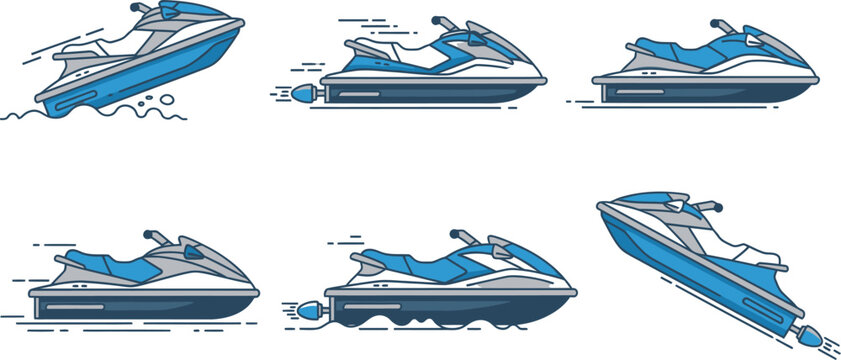 vector set of jet ski