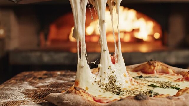 Hot pizza from oven.