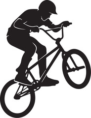 Obraz premium Black silhouette of a BMX bike rider, cycling, sports icon, vector graphic