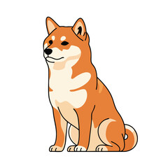Obraz premium Cute cartoon dog with orange and cream fur, sitting attentively