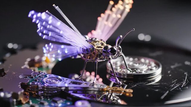 Futuristic Butterfly on Hard Drive Technology, Innovation, Data Storage, Future Concepts