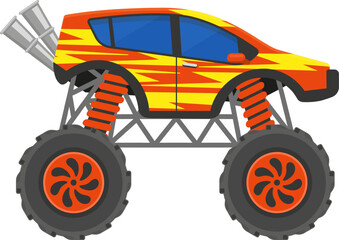 Monster truck vehicle with big wheels and exhaust pipes © WinWin