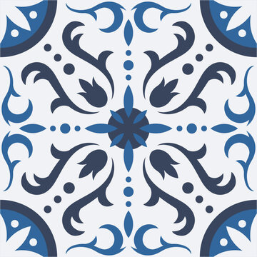 Portuguese azulejo ceramic tile pattern design