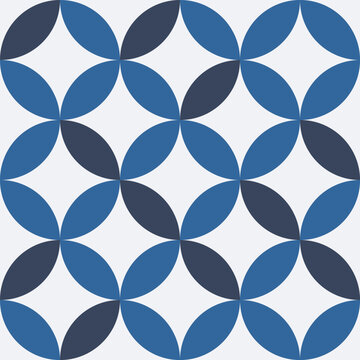Blue interlocking circles geometric seamless pattern background