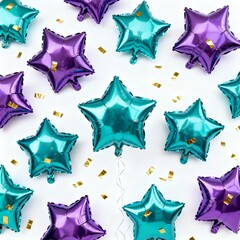 Obraz premium Star-shaped foil balloons with confetti