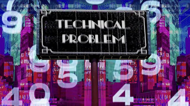 city with overlayed code and data and billboard technical problem