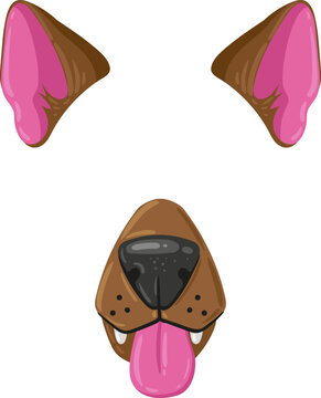 Dog nose ears and tongue cartoon filter