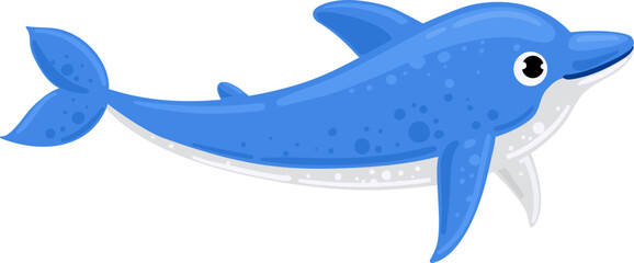 Blue cartoon dolphin animal swimming vector illustration © WinWin