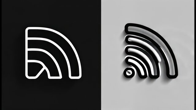 Wi-Fi Signal Icon Comparison - Outline vs. 3D Glossy Effect.