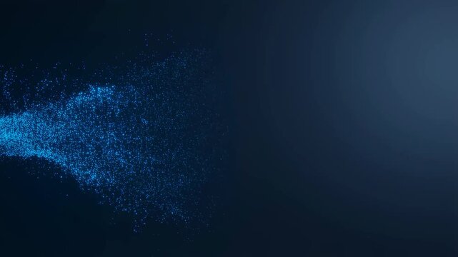 Abstract particle flow left to right particle motion tech style