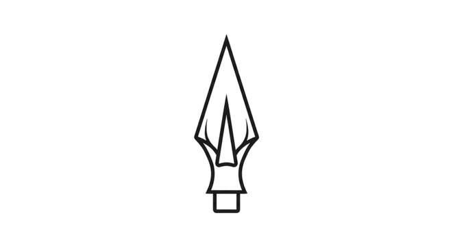 Minimalist vector line icon of a sharp spearhead or lance tip, representing ancient weaponry and historical symbols.