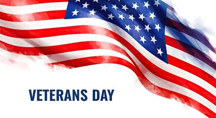 Fototapeta premium Celebrating flag day patriotic american flag waving with veterans day text usa national pride