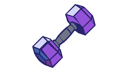 Obraz premium Modern stylized blue and purple gradient dumbbell vector icon illustration for fitness, gym, and bodybuilding. Scalable isometric weight lifting equipment graphic for workout and health apps.