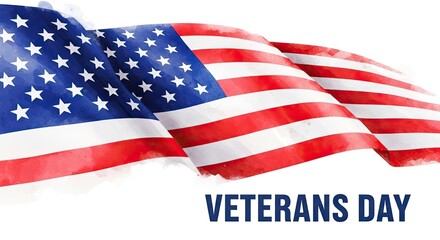 Obraz premium Celebrating flag day patriotic american flags waving with veterans day text usa national pride