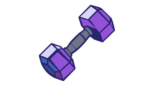 Modern stylized blue and purple gradient dumbbell vector icon illustration for fitness, gym, and bodybuilding. Scalable isometric weight lifting equipment graphic for workout and health apps.