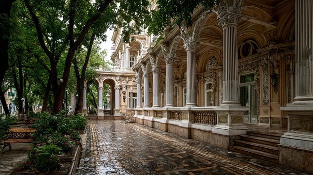 Colonnade stood in Odessa's old town on a dim summer day.