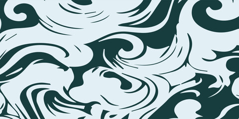Fototapeta premium Abstract Swirling Pattern of Light Blue and Dark Teal.