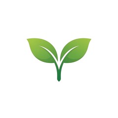 Fototapeta premium Green Leaf Logo – Simple Eco Nature Icon Minimalist Design