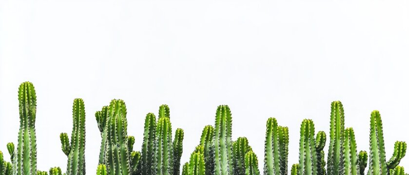 Green cacti on white minimalist background