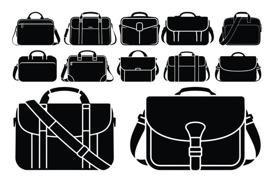 Black and white briefcase briefcases bags silhouettes