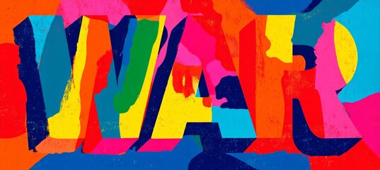 Obraz premium Colorful war text art. Generative AI technology.