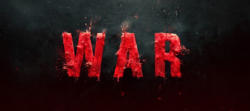 Red bloody war text. Generative AI technology.