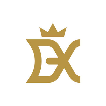 Luxury Gold Monogram Logo DX or BX With Crown &mdash; Premium Royal Brand Identity