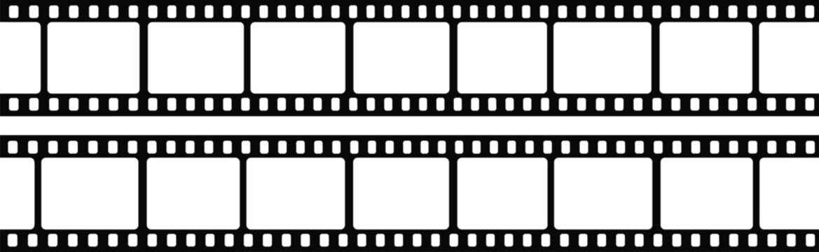 Film Strip Frame Vector Illustration in Outline Style with Horizontal Cinema Reel Design for Movie Production, Photography, Video Editing, and Media Background Use