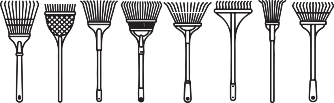Set of various hairbrush and comb designs with different bristle patterns Vector