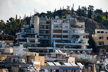 Fototapeta premium A cityscape view of Athens, Greece as seen from the Athens Key Hotel rooftop.