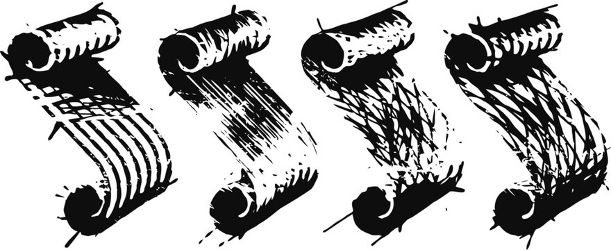 vintage ink pens drawing musical notes on ancient scroll paper, calligraphy and writing art