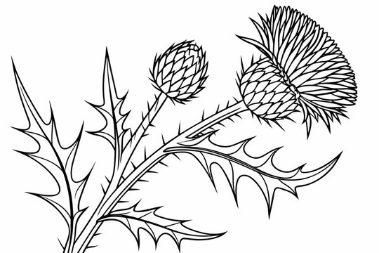 coloring page line art the thistle flower black vector