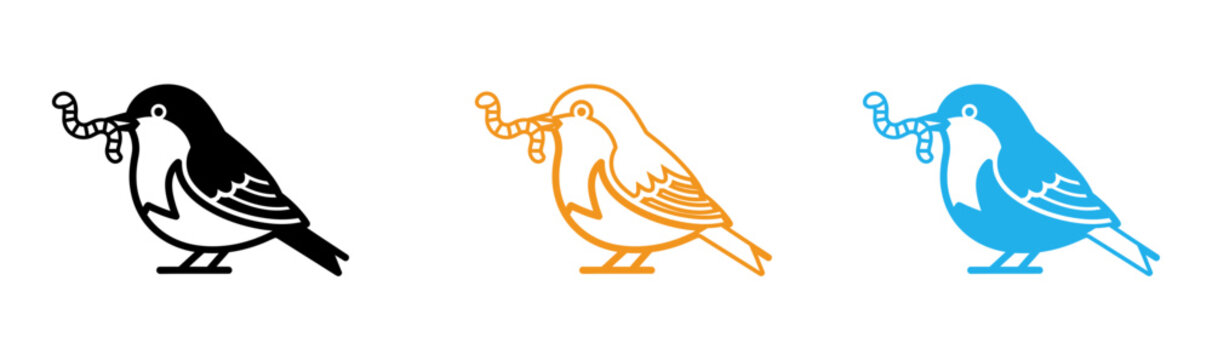 Colorful magpie bird icons cigarettes in black orange blue