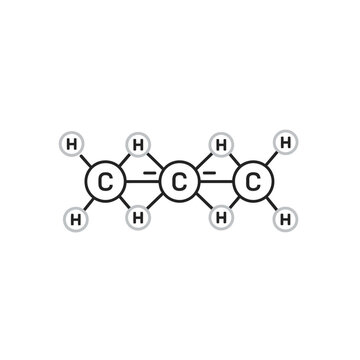Propene chemical structure molecular model.