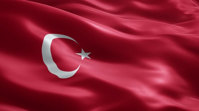 Turkey Flag Loop Animation with Crescent and Star, Football Background Seamless