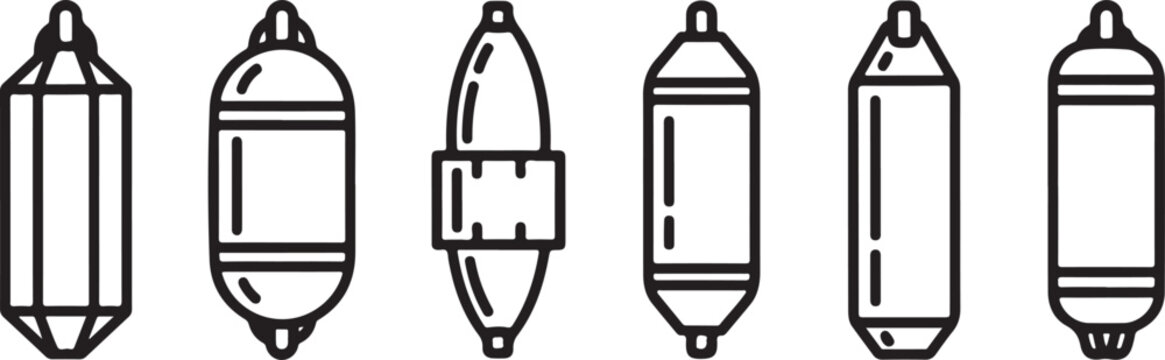 Six stylish backpack designs with varying shapes and features Vector