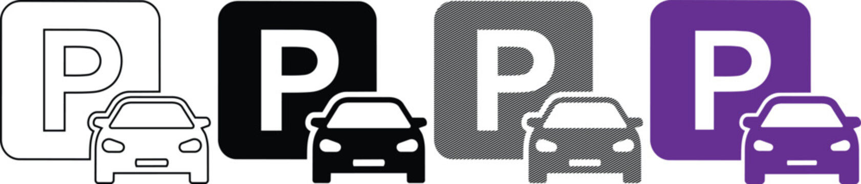 Vector parking area sign with car icon with flat design app icon