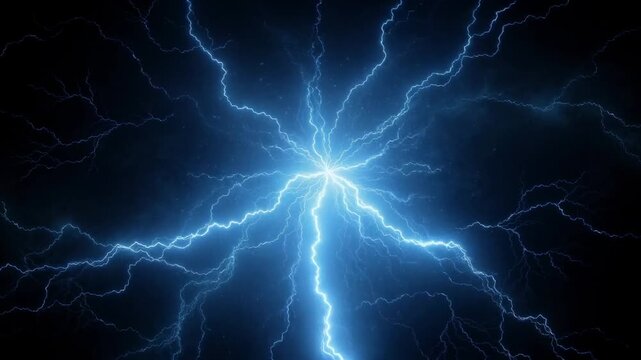 Mesmerizing electric blue lightning bolts radiating and crackling in a dynamic energy display