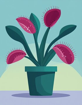 Pink Venus flytrap in a pot